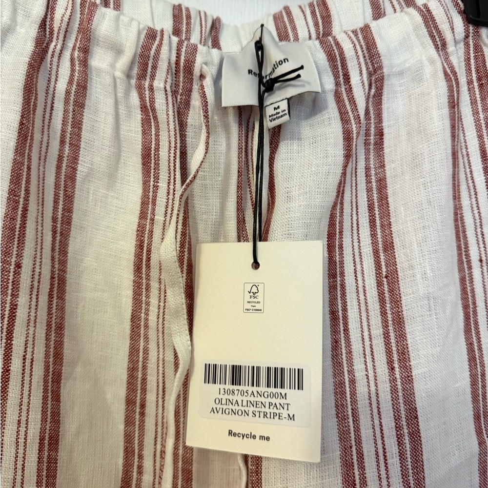 Reformation Olina Linen Stripe Drawstring Pant - Picture 6 of 6